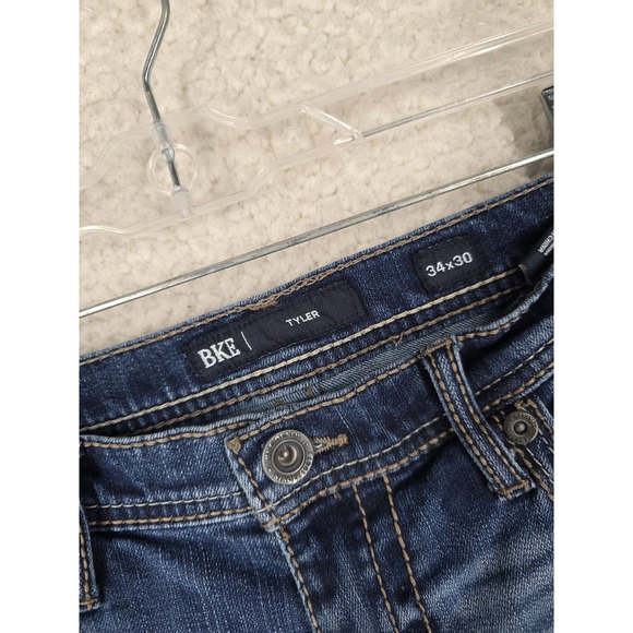 BKE Buckle Tyler Blue Jeans Mens 34x30 Stretch Straight Whiskered (32x30) - Picture 3 of 12